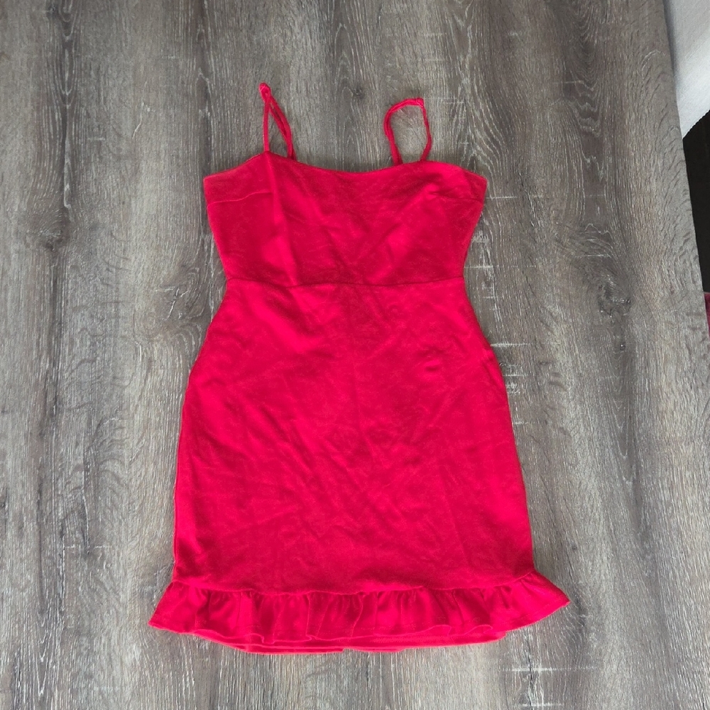 LULUs Spoonful of Sass Red Ruffled Bodycon Mini Dress Small - Picture 2 of 10
